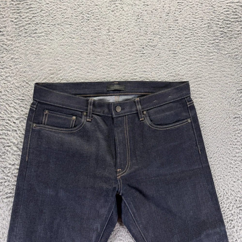 Uniqlo Jeans Men's 34x31 Black Cotton Denim Straight Dark Wash Workwear Stretch